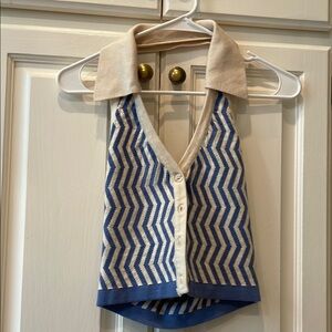 Blue and Cream Chevron Knit Top